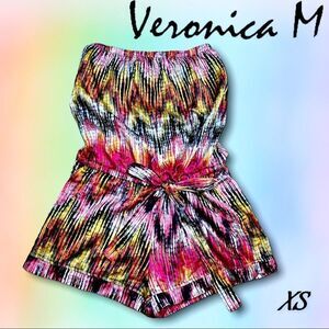Veronica M Pink and Black Strapless Jumpsuit